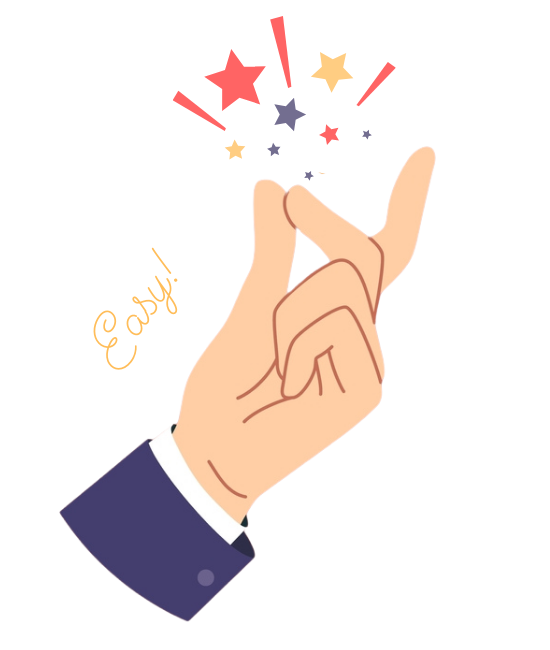 Hand making a peace sign with colorful abstract shapes around it